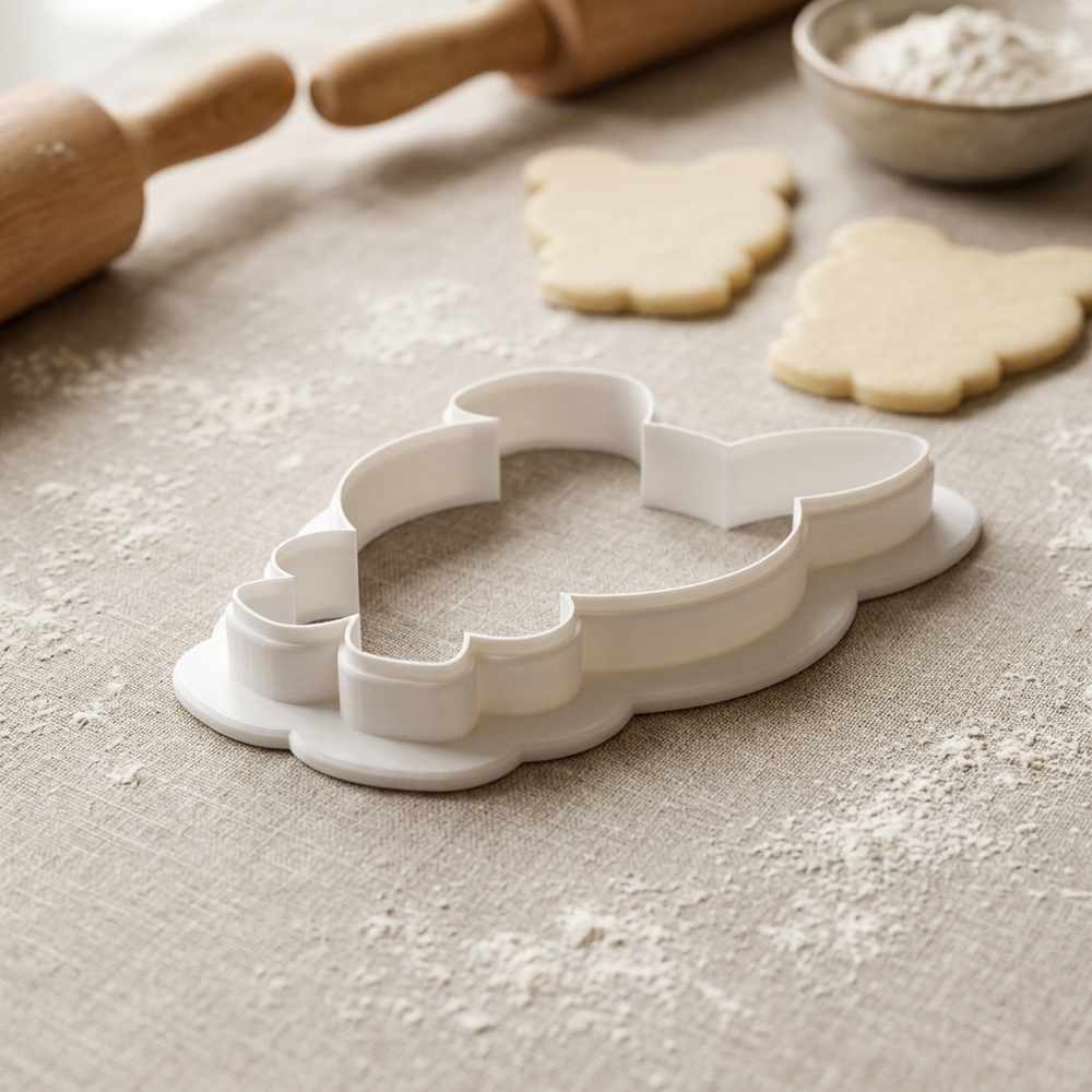 Coquette Bunny Ribbon Bonnet Cookie Cutter, 3D Printed Animal Design
