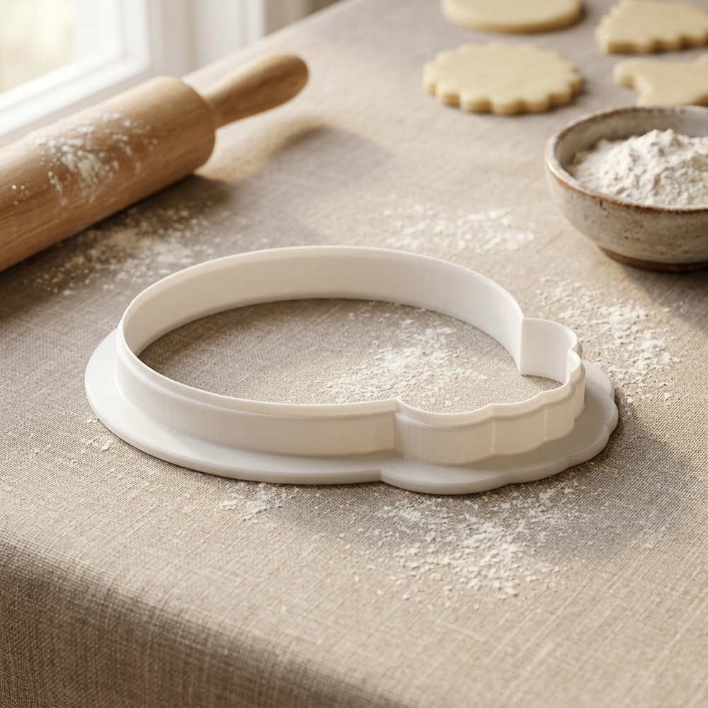 Coquette Powder Puff Bow Cookie Cutter, 3D Printed Party Design