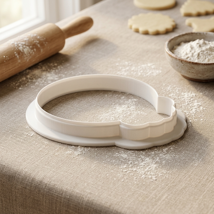 Coquette Powder Puff Bow Cookie Cutter, 3D Printed Party Design