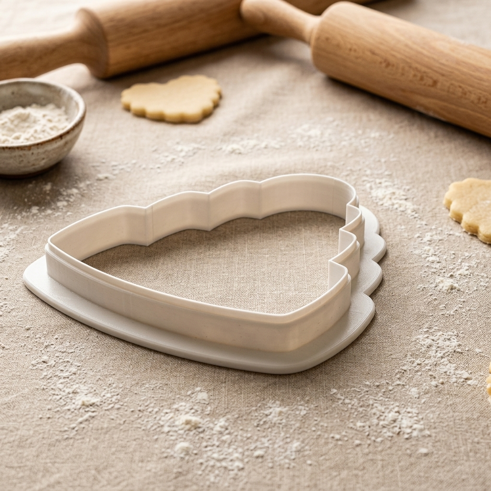 Simple Cake Cookie Cutter, 3D Printed Food Theme