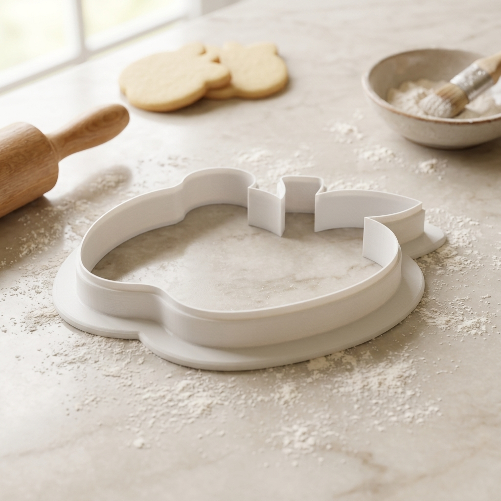 Apple with Cute Worm Cookie Cutter, 3D Printed Food Theme