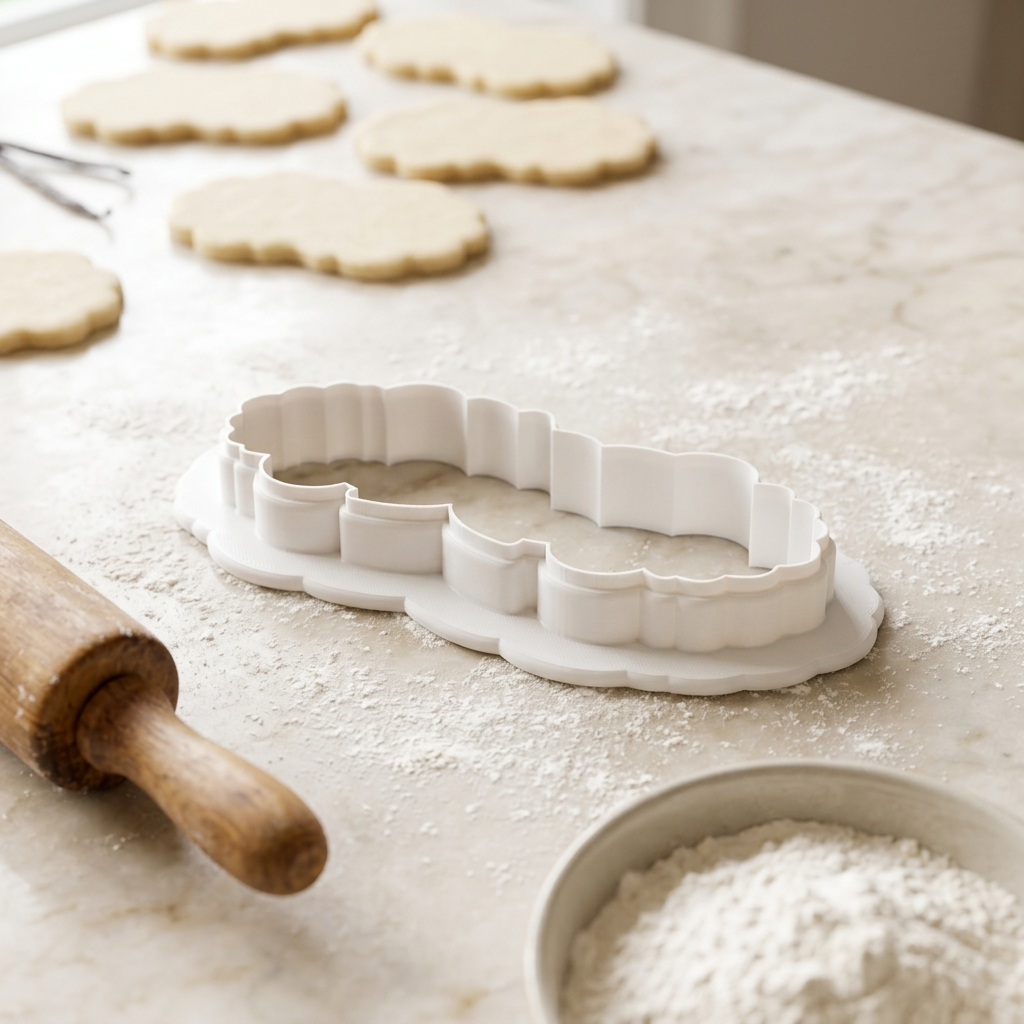 Floral Banner Cookie Cutter, 3D Printed Plaque Theme