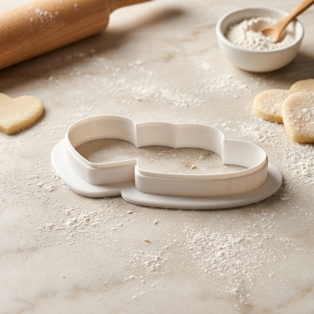 Double Hearts Valentines Cookie Cutter, 3D Printed Valentine Theme