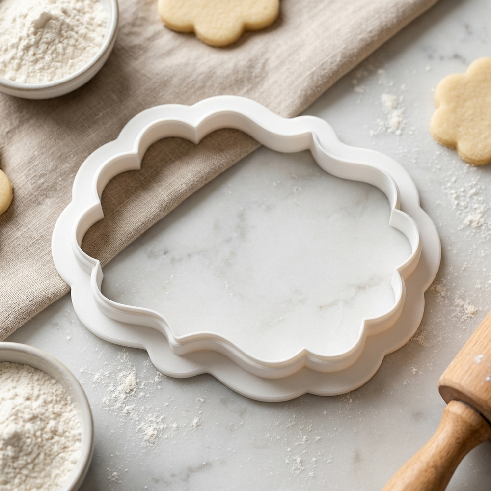 Scalloped Oval Plaque Cookie Cutter, 3D Printed Message Plaque