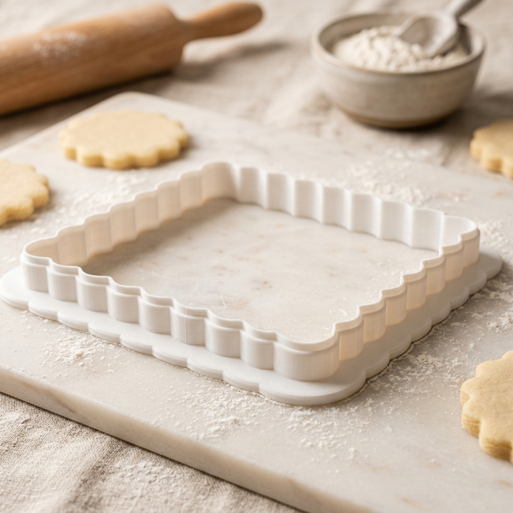 Scalloped Square Cookie Cutter, 3D Printed Plaque Shape