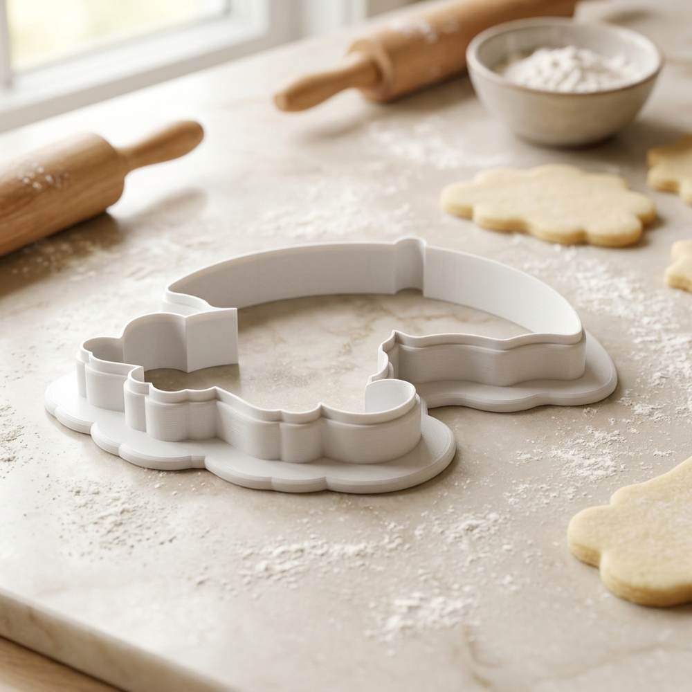Frog with Umbrella Cookie Cutter, 3D Printed Animal Theme