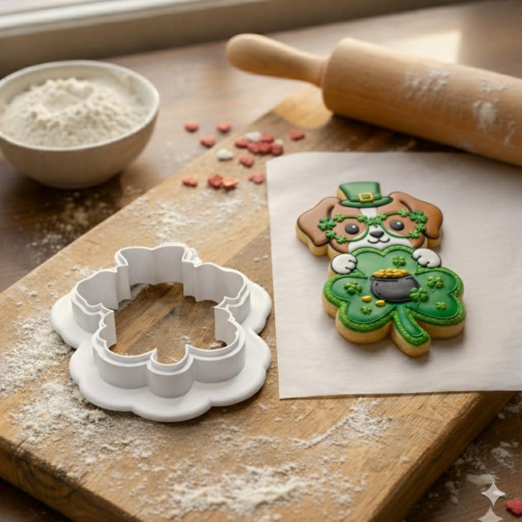 St Patricks Day Dog Cookie Cutter, Leprechaun Puppy | 3D Printed Food Safe PLA