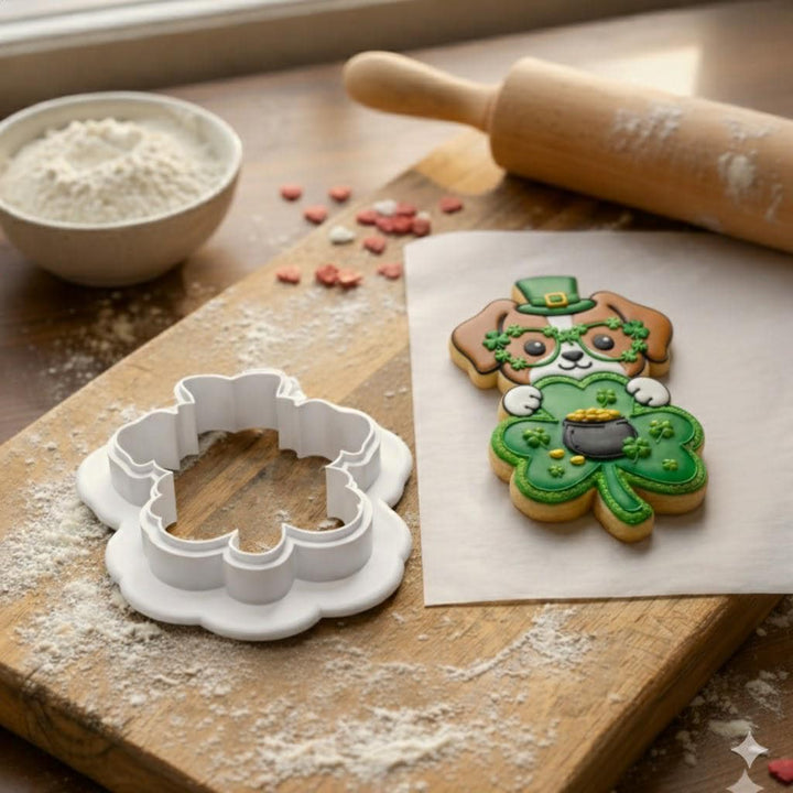 St Patricks Day Dog Cookie Cutter, Leprechaun Puppy | 3D Printed Food Safe PLA
