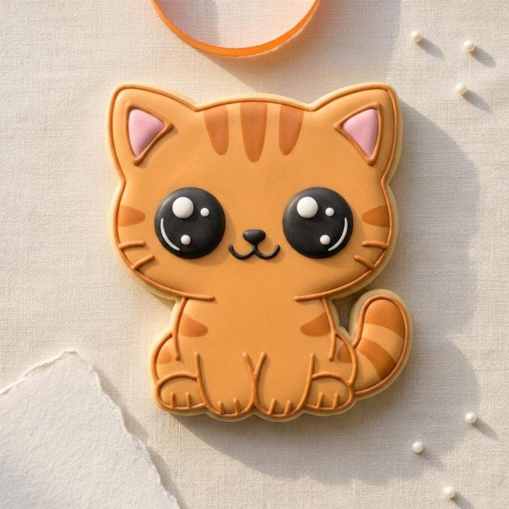 Tabby Cat Cookie Cutter, Kawaii Kitten Shape for Sugar Cookies &amp; Fondant