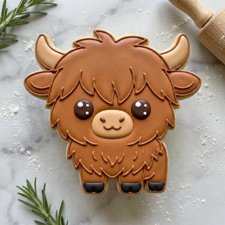 Highland Cow Cookie Cutter, 3D Printed, for Sugar Cookies &amp; Fondant