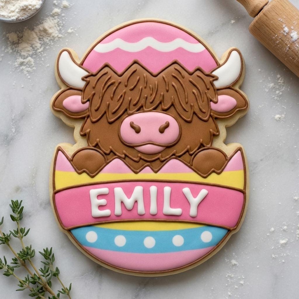 Highland Cow Easter Egg Cookie Cutter  3D Printed