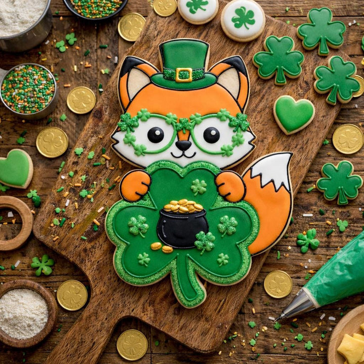 St Patricks Day Fox Cookie Cutter, Shamrock Glasses, 3D Printed