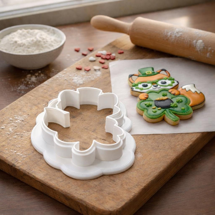 St Patricks Day Fox Cookie Cutter, Shamrock Glasses, 3D Printed