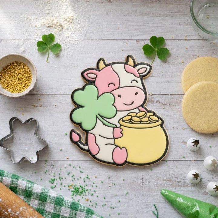St Patricks Day Lucky Cow Cookie Cutter, Saint Paddy&
