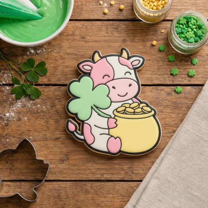 St Patricks Day Lucky Cow Cookie Cutter, Saint Paddy&