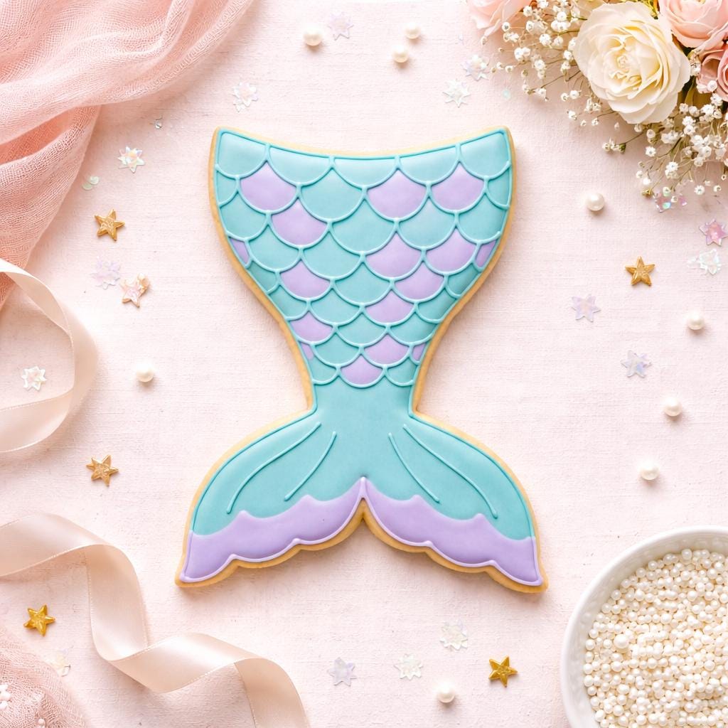 Mermaid Tail Cookie Cutter, 3D Printed Fondant Cutter