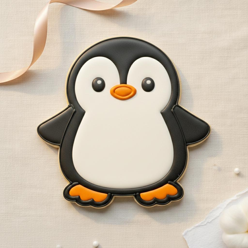 3D Printed Penguin Cookie Cutter, Sugar Cookie Fondant Mold, Winter Baking Tool