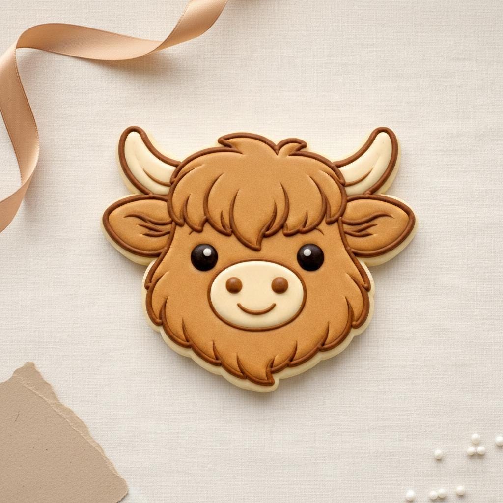 Highland Cow Face Cookie Cutter, 3D Printed for Fondant &amp; Cookies