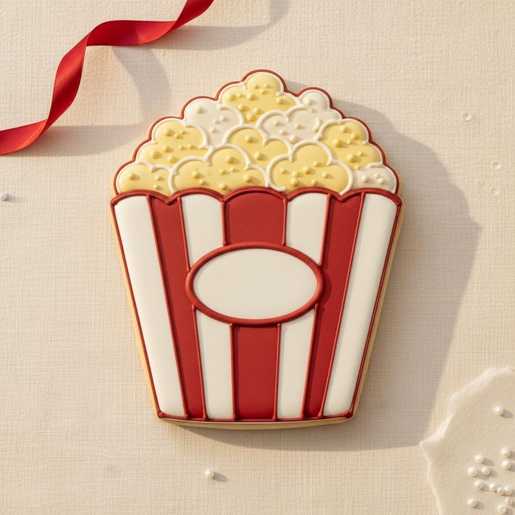 Popcorn Bucket Cookie Cutter, 3D Printed, Movie Night Sugar Cookies &amp; Fondant