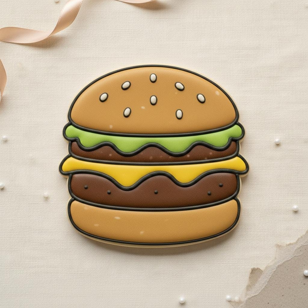 Burger Cookie Cutter, Hamburger Fondant Tool, 3D Printed for Sugar Cookies