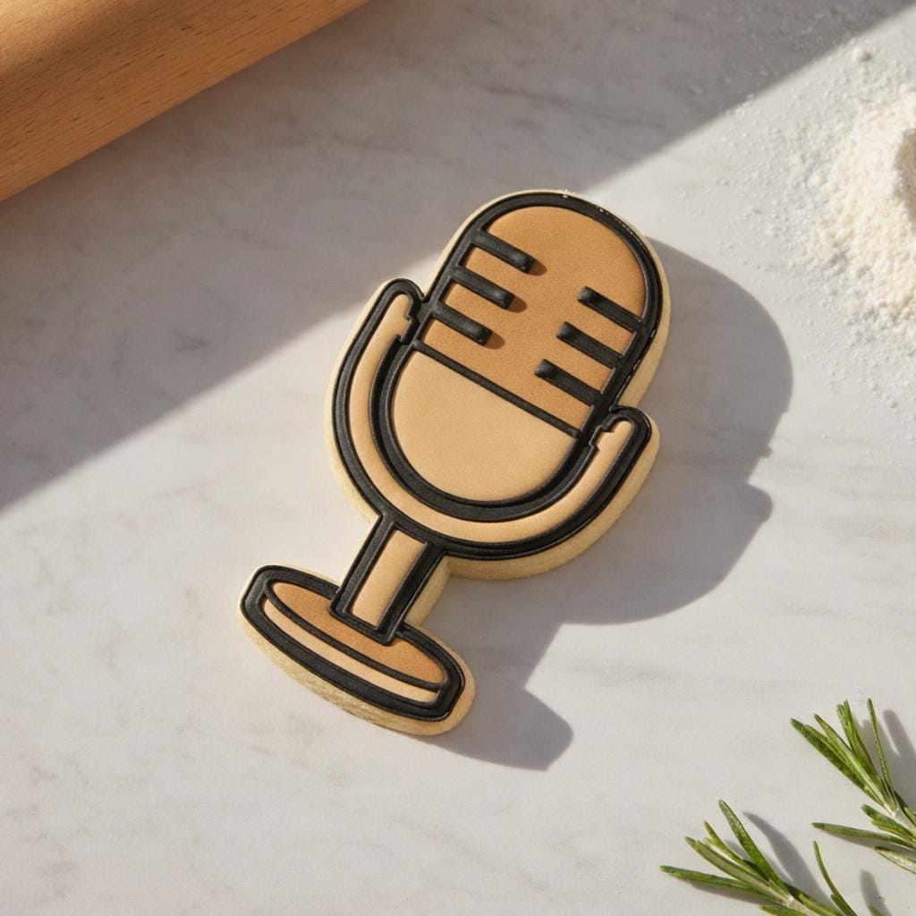 Retro Microphone Cookie Cutter for Fondant and Cookie Dough, 3D Printed