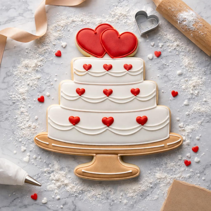Tiered Wedding Cake Cookie Cutter on Stand, 3D Printed for Bridal Shower Cookies &amp; Fondant