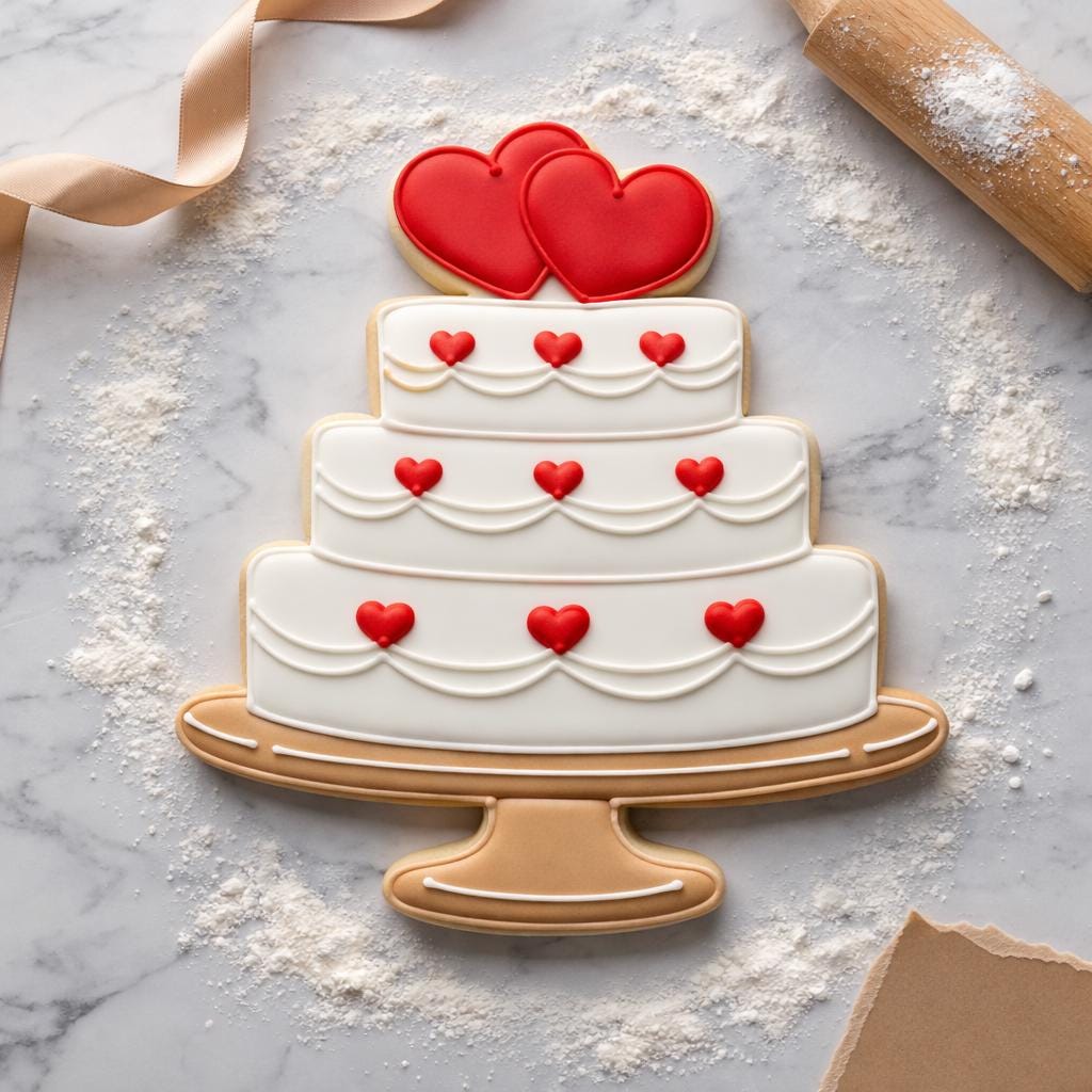 Tiered Wedding Cake Cookie Cutter on Stand, 3D Printed for Bridal Shower Cookies &amp; Fondant