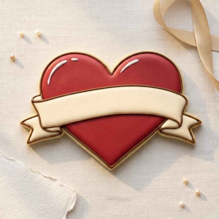 Heart Cookie Cutter with Banner - Valentine&
