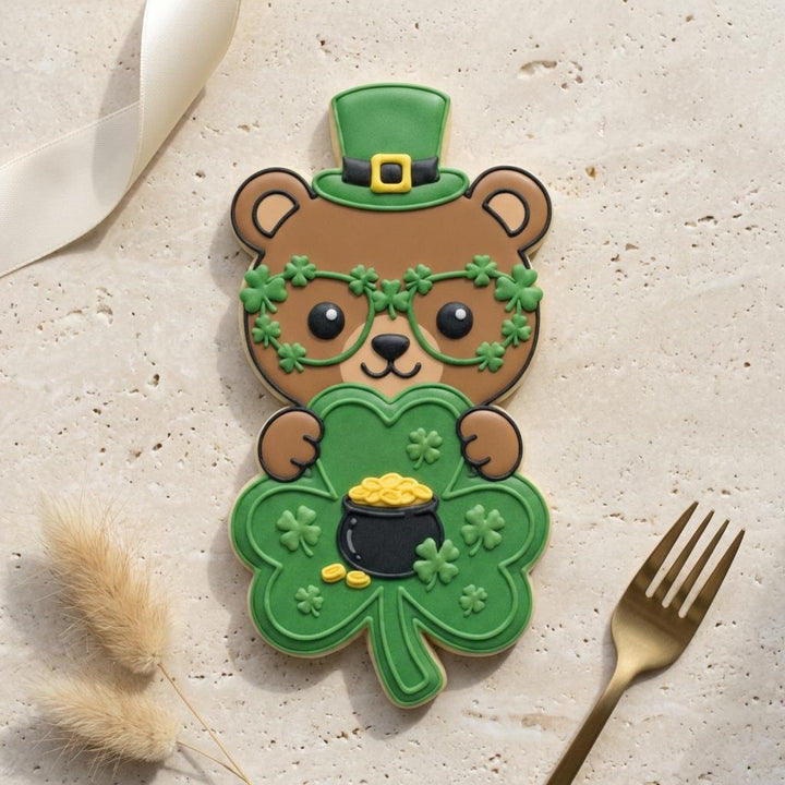 St Patricks Day Bear Cookie Cutter - Irish Holiday Baking - 3D Printed