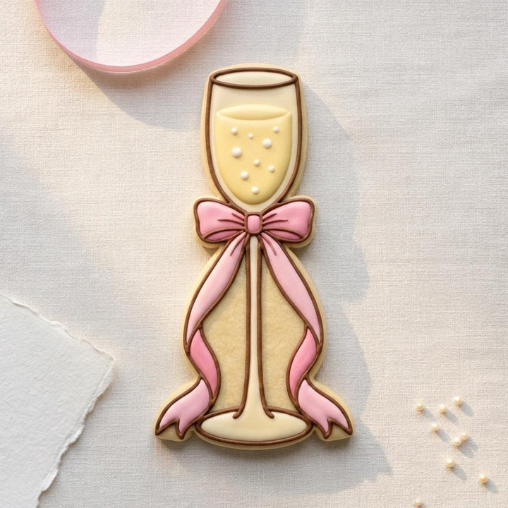 Champagne Flute with Bow Cookie Cutter, 3D Printed