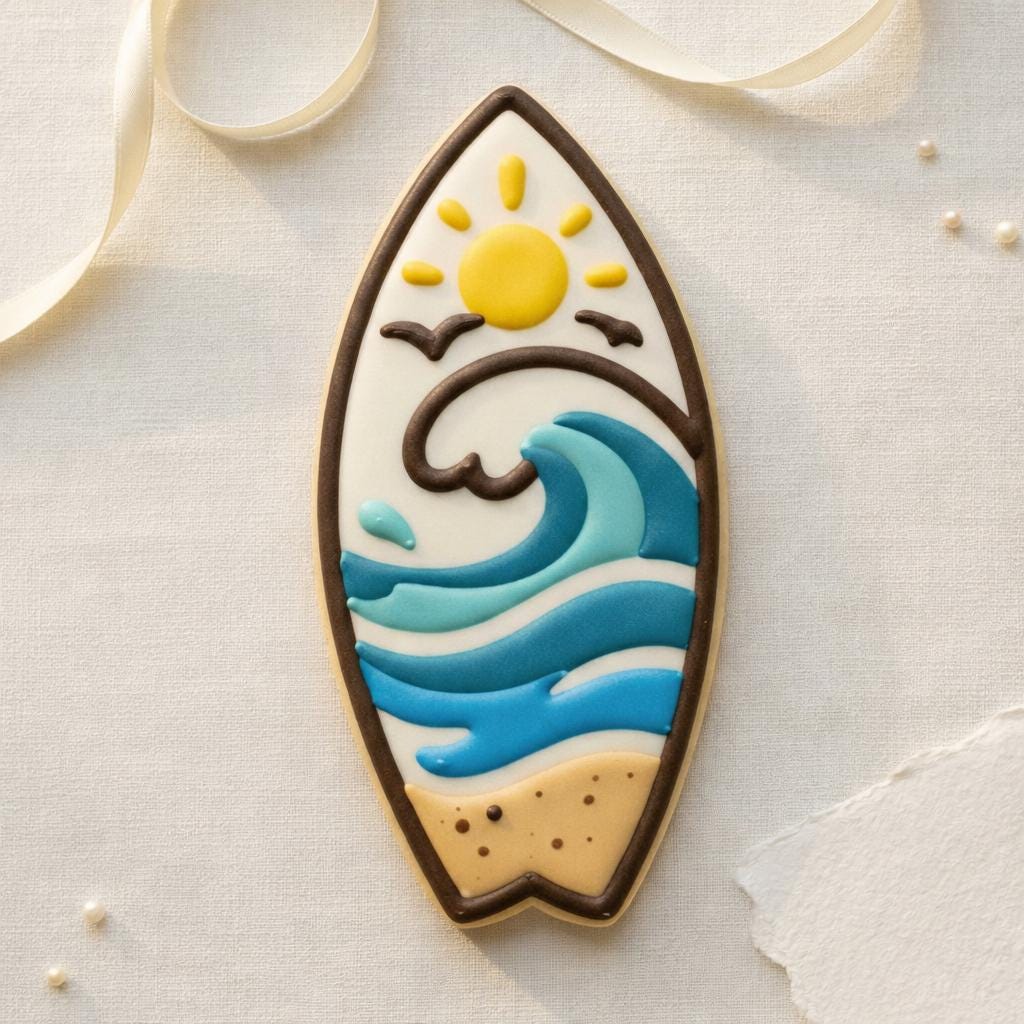 Surfboard Cookie Cutter, 3D Printed for Cookies &amp; Fondant