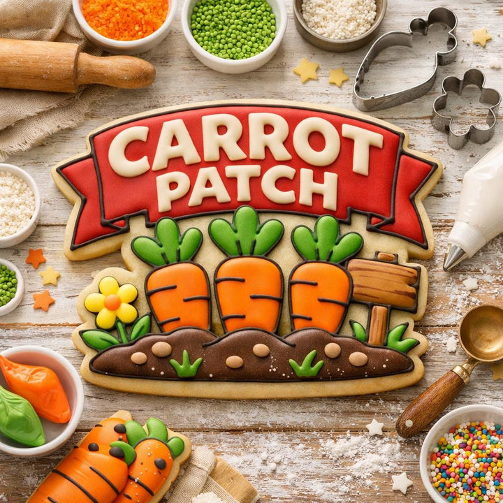 Carrot Patch Garden Sign Cookie Cutter, 3D Printed for Easter Sugar Cookies