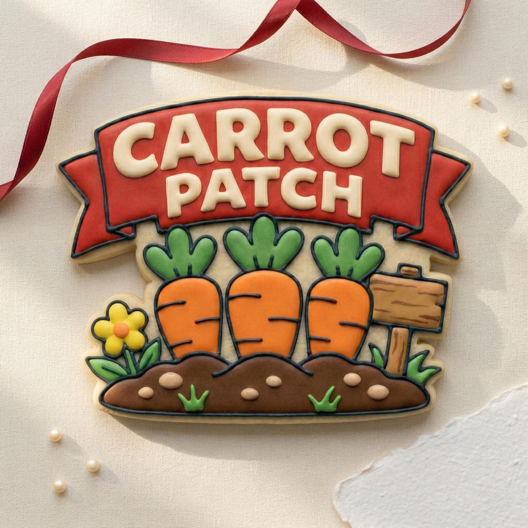 Carrot Patch Garden Sign Cookie Cutter, 3D Printed for Easter Sugar Cookies