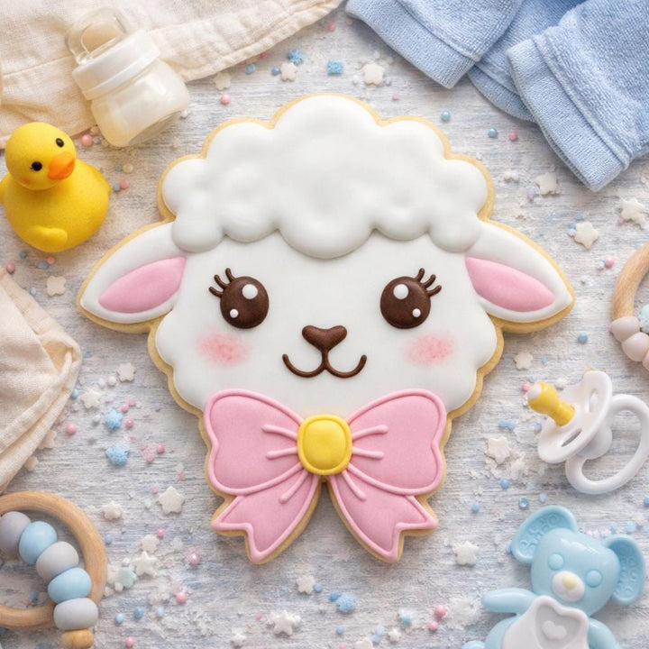 Lamb Face Cookie Cutter with Bow, 3D Printed for Cookies &amp; Fondant