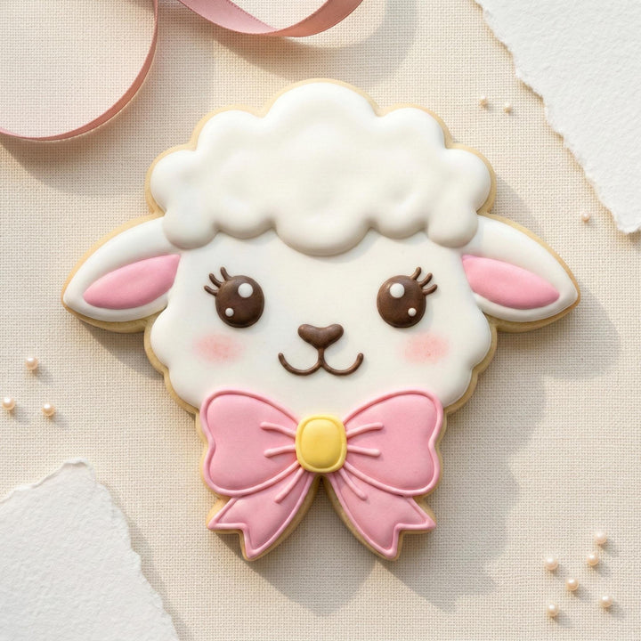 Lamb Face Cookie Cutter with Bow, 3D Printed for Cookies &amp; Fondant