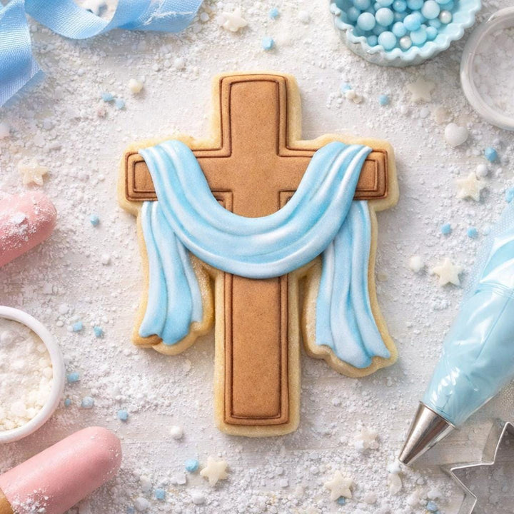 Draped Cross Cookie Cutter, 3D Printed Religious Baking Tool