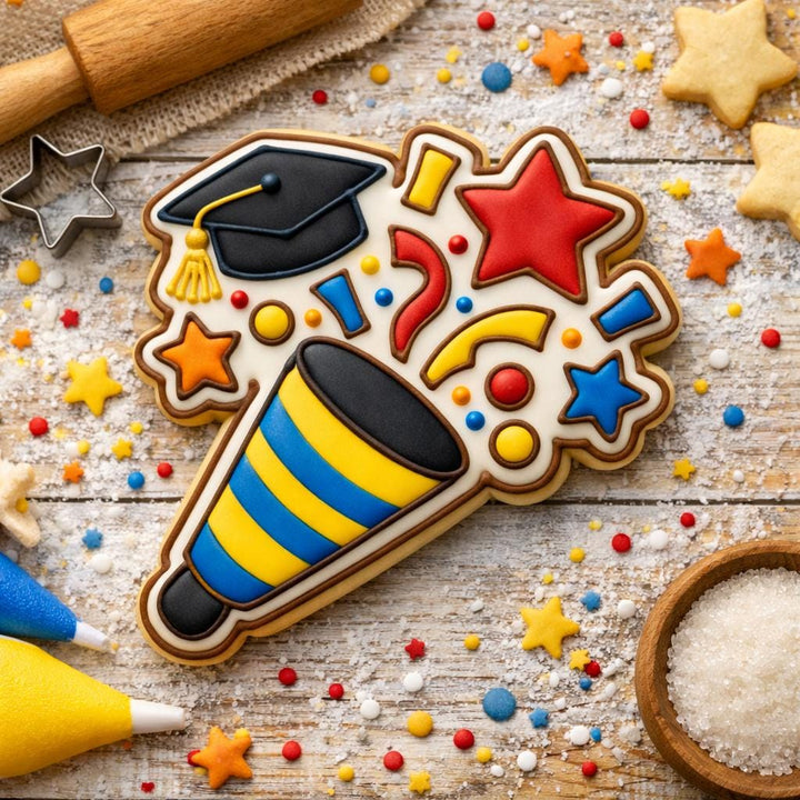 Graduation Cookie Cutter, Confetti Popper, 3D Printed Fondant Cutter