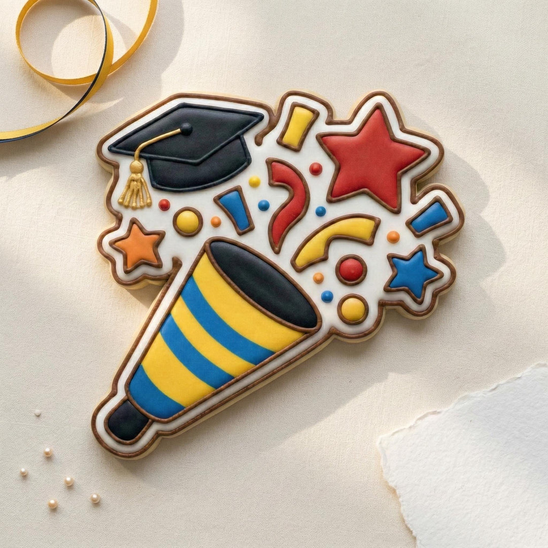 Graduation Cookie Cutter, Confetti Popper, 3D Printed Fondant Cutter