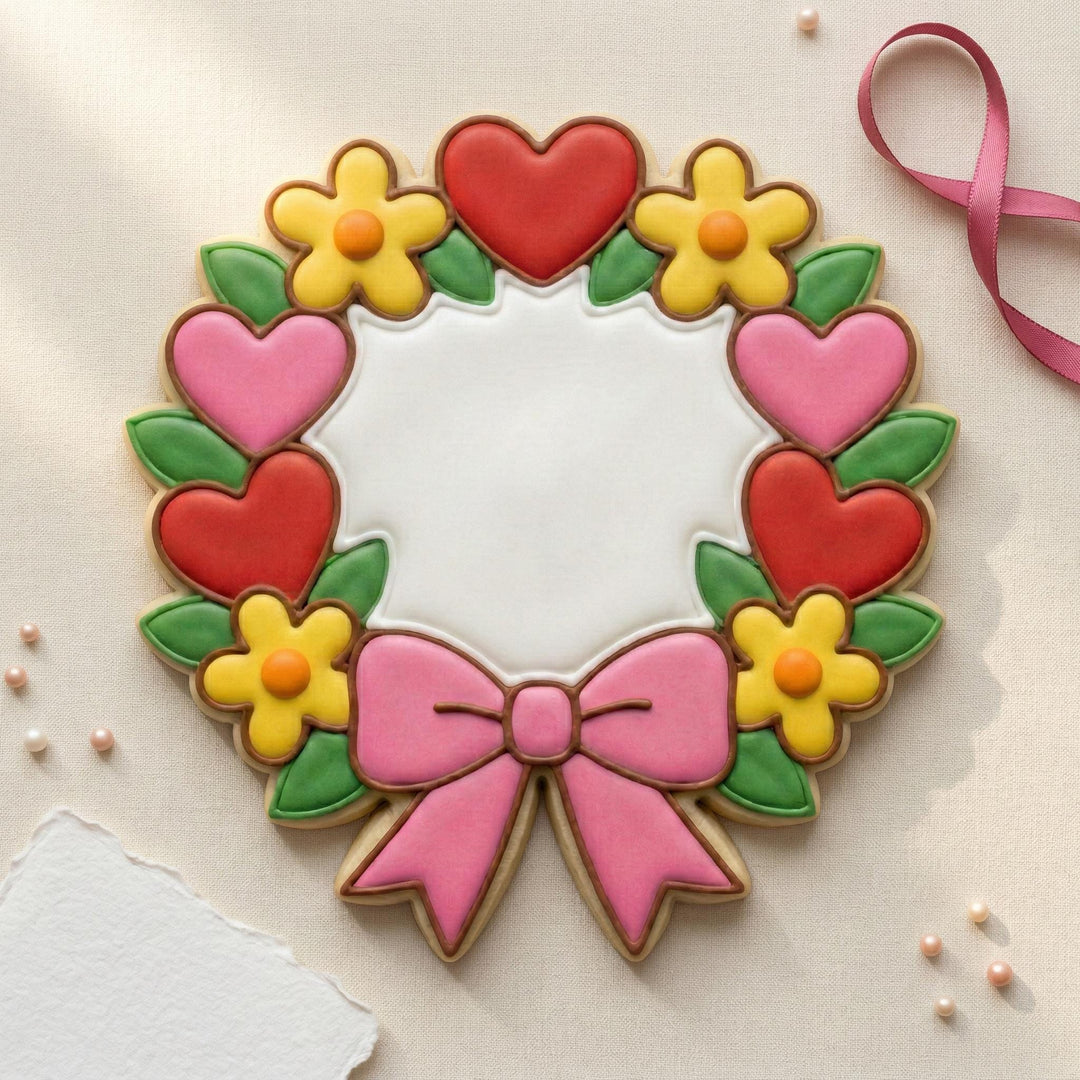 Floral Heart Wreath Cookie Cutter, 3D Printed