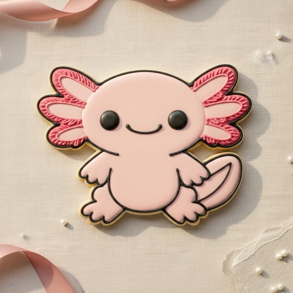 Axolotl Cookie Cutter for Sugar Cookies &amp; Fondant, 3D Printed Baking Tool
