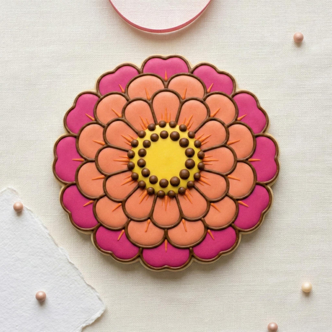 Zinnia Flower Cookie Cutter for Sugar Cookies &amp; Fondant, 3D Printed