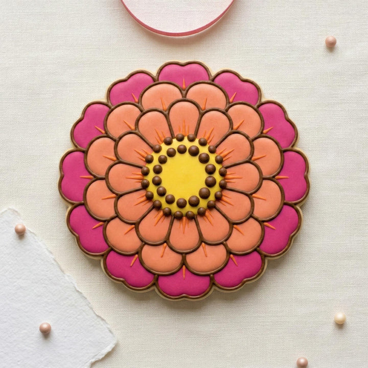 Zinnia Flower Cookie Cutter for Sugar Cookies &amp; Fondant, 3D Printed