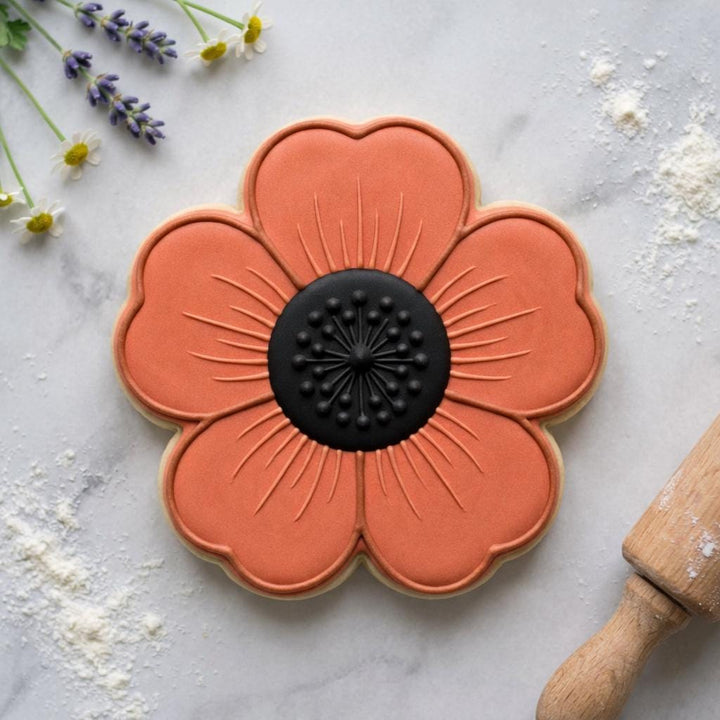 Poppy Flower Cookie Cutter, 3D Printed for Fondant &amp; Sugar Cookies