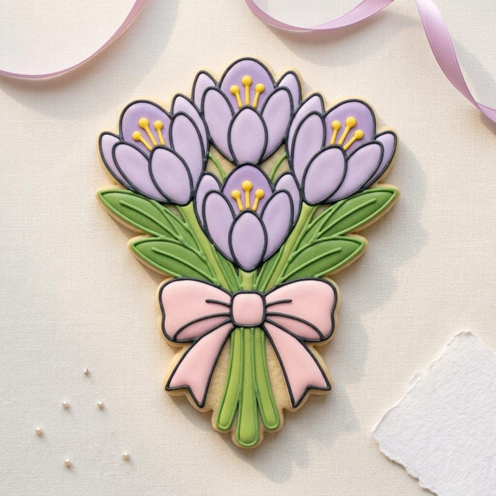 Crocus Cookie Cutter, Spring Flower Bouquet, 3D Printed