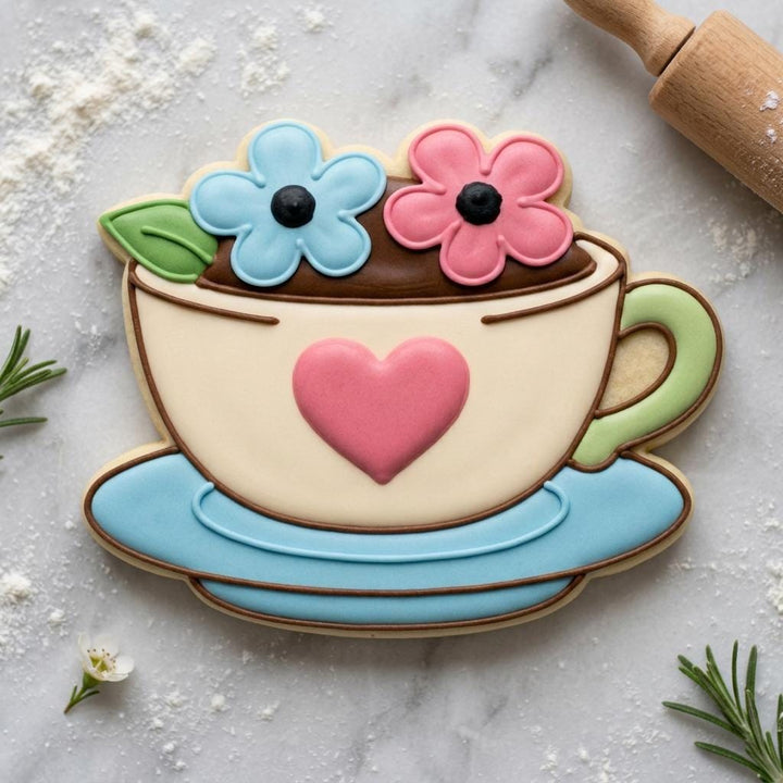 Floral Teacup Cookie Cutter, 3D Printed for Tea Party Cookies