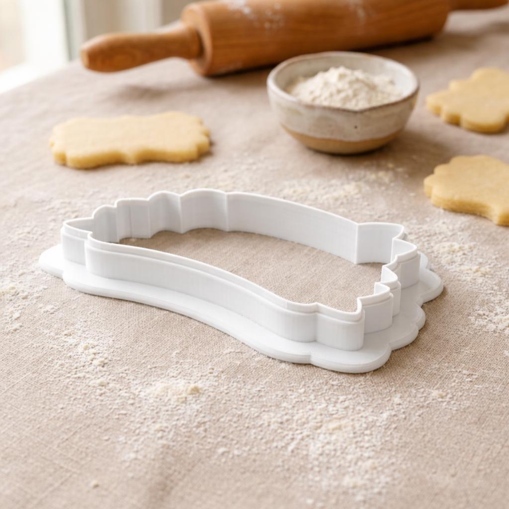 Floral Teacup Cookie Cutter with Ribbon Banner