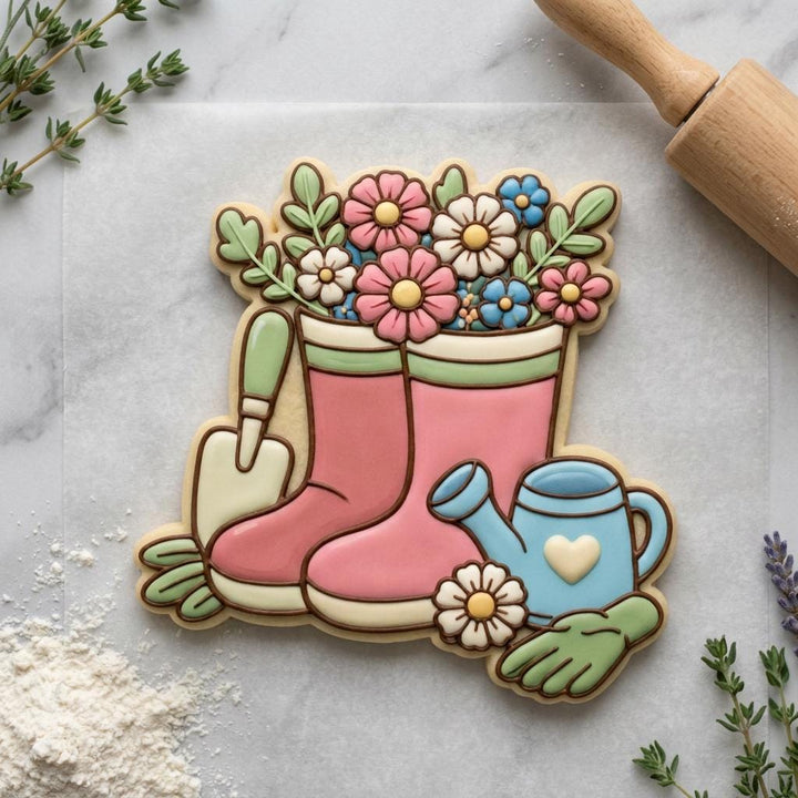 Garden Boots Cookie Cutter with Watering Can, Spring Gardening Theme