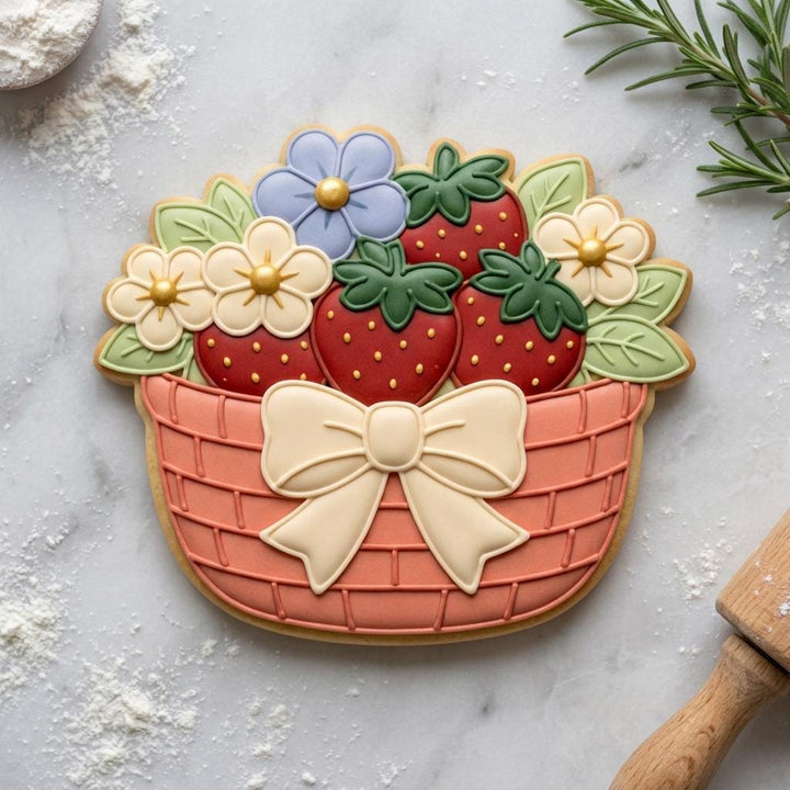 Strawberry Basket Cookie Cutter, Berry Basket Fondant Cutter, 3D Printed