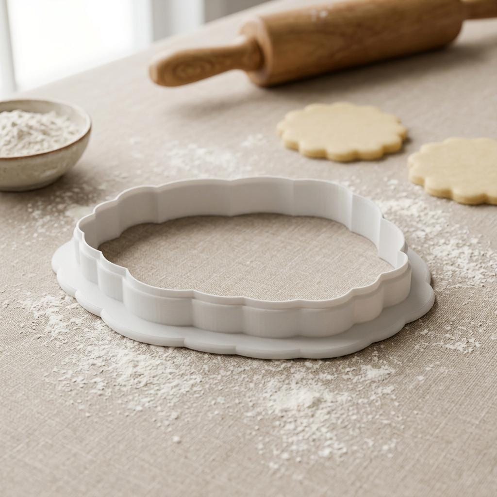 Strawberry Basket Cookie Cutter, Scalloped Plaque, 3D Printed