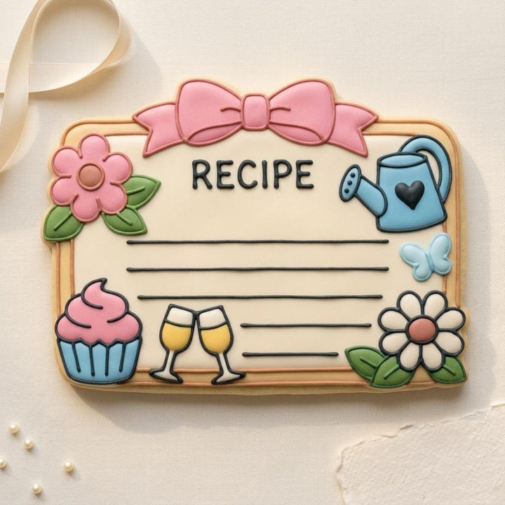 Recipe Card Cookie Cutter, 3D Printed Floral Plaque with Bow